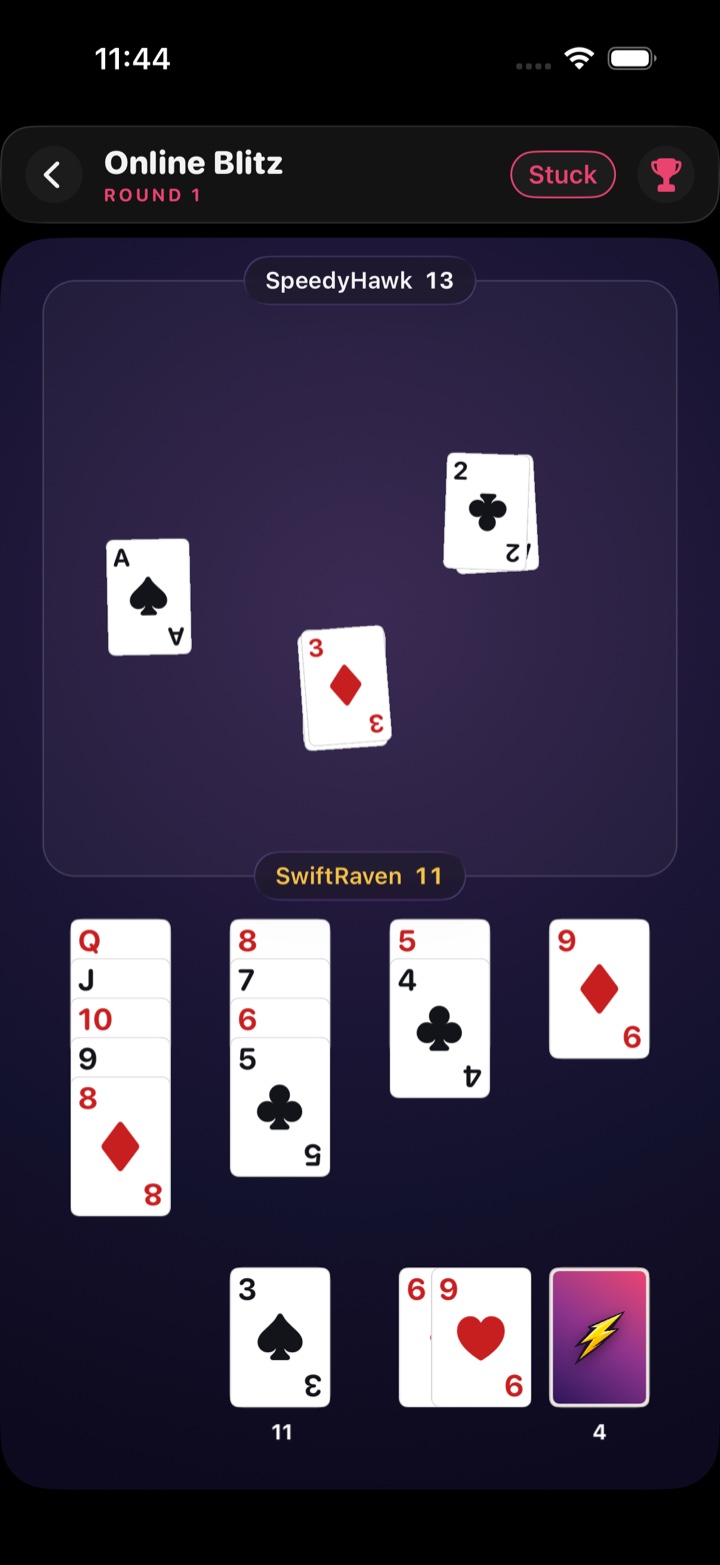 Nertz Blitz live Online Blitz round in progress against another player